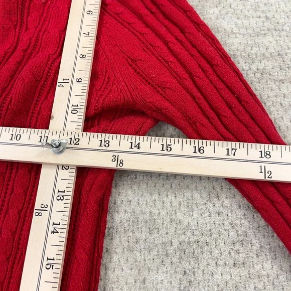 Vintage Y2K American Eagle Sweater Women Medium Red Cable Knit Babydoll Bella - Picture 9 of 11